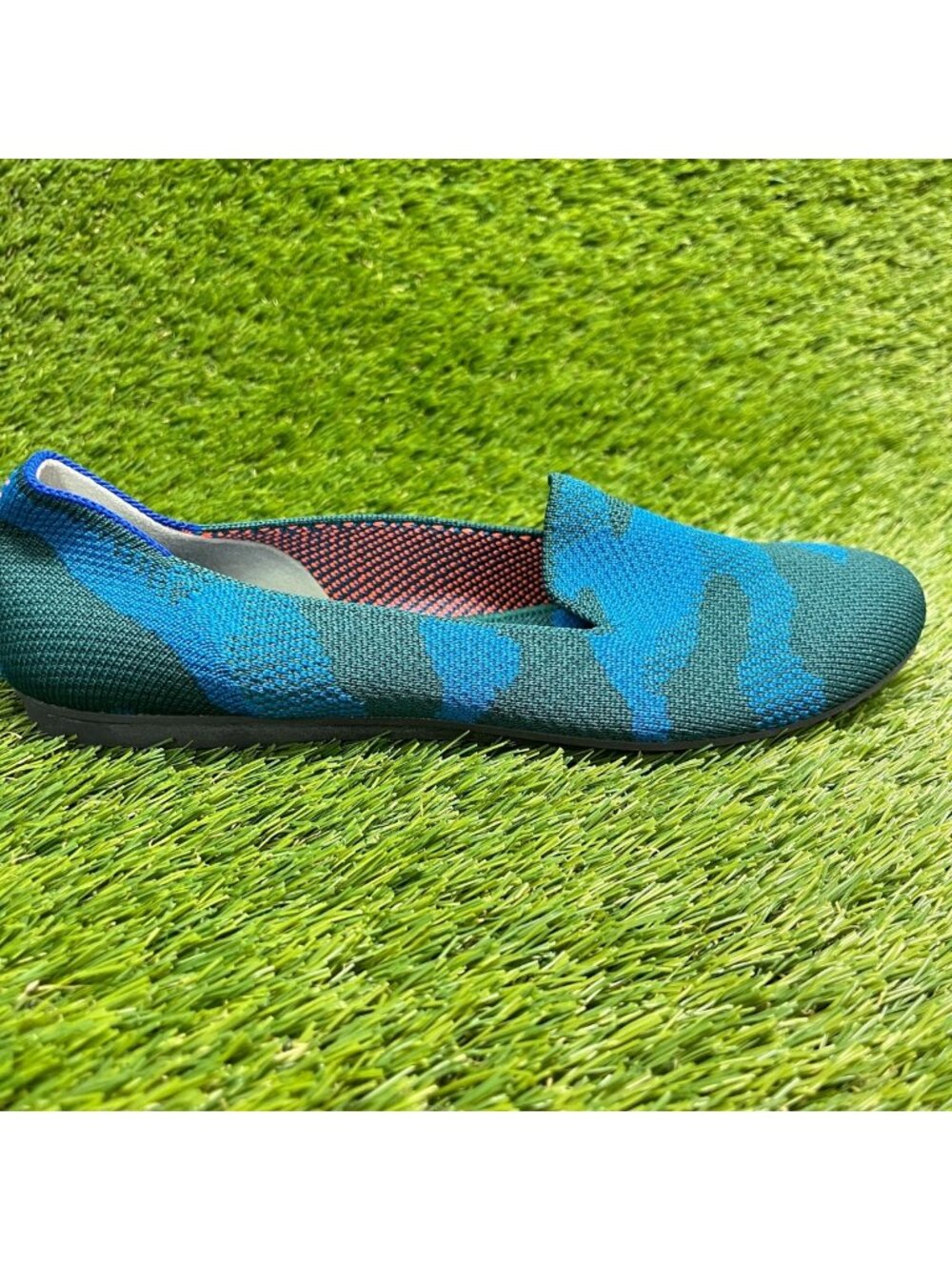 Rothy's The Loafer Womens Size 8 Blue Green Camo Casual Slip On Flats Shoes